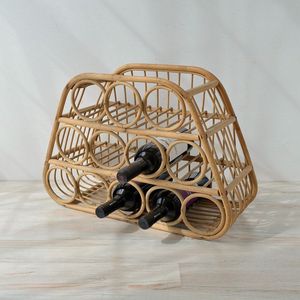 Decorative Rattan Wine Rack Ideal For Rustic Home Decor And Stylish Bottle <b>Storage</b> In <b>Kitchen</b> Interiors - Product Image 2