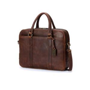 Sac messager pour ordinateur portable en cuir véritable 100% tendance, poignées robustes, léger, imperméable, grande capacité pour les voyages d'affaires - Product Image 2