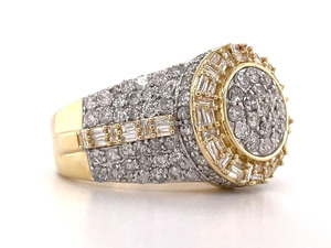 <b>925</b> Sterling <b>Silver</b> Moissanite Diamond Hip Hop Cluster <b>Ring</b> <b>with</b> Rhodium Plated Prong Setting for Men's Iced Out Halo Style - Product Image 2