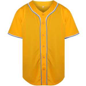Maillot de baseball jaune à manches courtes, boutonné sur le devant, unisexe, pour adulte, vêtements de sport respirants, séchage rapide, grande taille, polyester, couleur unie - Product Image 1