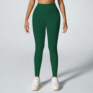 Leggings de yoga côtelés à taille haute élastique avec logo, sans couture, séchage rapide, longueur intégrale, pour l'entraînement en salle de sport - Product Image 4