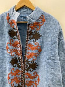 Chaqueta Bohemia Bordada de Lino y Algodón con Cuello Mandarín, Manga Larga, Talla Grande, Ropa Exterior para Mujer, Abrigo Casual de Primavera - Product Image 4