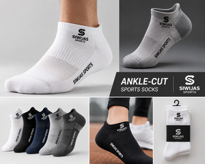 Chaussettes de football et de course respirantes à coupe cheville SIWIJAS SPORTS pour adultes et enfants, tricotées standard d'été avec logo imprimé - Product Image 3