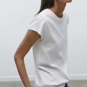 High Quality Short Sleeve Round Neck Solid Color Blank T-Shirt for Women Plain Cotton T Shirt Women Casual T-shirt - Product Image 4