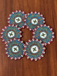 Handmade Beaded Multicolored <b>Coasters</b> for Dining Table Decorative <b>Heat</b> Resistant Table Mats for Home Kitchen - Product Image 2