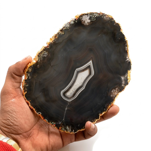 Sous-verre de luxe en agate avec bordure plaquée or |   Ensemble de sous-verres en pierre naturelle |   Vaisselle élégante pour la décoration de la maison |   Ensemble 2026 - Product Image 2