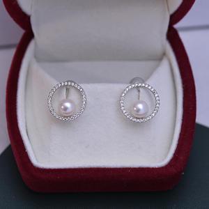 Boucles d'oreilles en perles rondes blanches Zhuji Danshui 6-7 mm, forte luminosité, presque parfaites, argent S925, papillon, vente en gros, boucles d'oreilles en cristal - Product Image 4