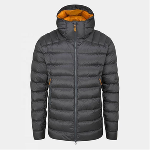 Veste matelassée à capuche pour homme avec fermeture éclair orange, coupe-vent, manteau d'hiver décontracté, coupe régulière, col montant, rembourrage en fibre de polyester - Product Image 3