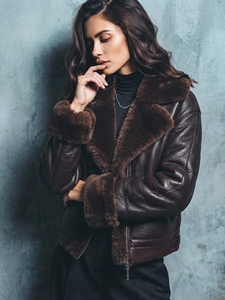 Premium Kunstfell Damen Loose-Fit Echtleder-Jacke aus Lammfell, Individuelle Farbgebung & Anpassungsservice Verfügbar - Product Image 3