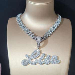 Collar con Colgante de Letra Personalizado con Moissanita Certificada GRA CONCEPTION, VVS, Chapado en Plata de Ley 925, Inicial del Nombre, Joyería Hip Hop para Hombre - Product Image 5