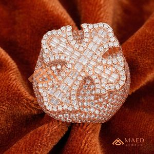 Luxury 18K Rose Gold <b>Men</b>’s Baguette Cross <b>Ring</b> | VVS Moissanite Full Gold Signet | High-End Hip Hop Jewellery | Diamond <b>Ring</b> - Product Image 2