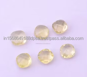 Venta al por Mayor de Gemas Sueltas de Cuarzo Verde Dorado Natural de Primera Calidad, Corte Cojín, Facetadas, para Joyería DIY - Product Image 2