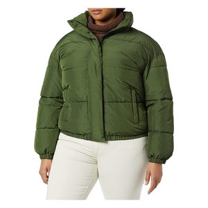 WOMENS SHORT <b>PUFFER</b> <b>JACKET</b> TRENDY <b>CROPPED</b> FIT QUILTED WINTER COAT WARM PADDED OUTERWEAR STREET FASHION OEM ODM WHOLESALE APPAREL - Product Image 5