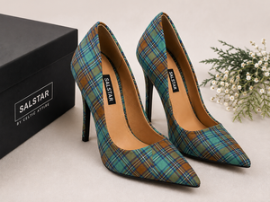 Wholesale Women's Wedding Party Scottish Tartan Plaid Stiletto <b>Heels</b> – Custom Designer High <b>Heel</b> Shoes - Product Image 1