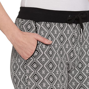 Pantalon de jogging double couche pour femme, taille haute, cordon de serrage, bas élastiqué, coupe ajustée, respirant, coton et élasthanne - Product Image 3