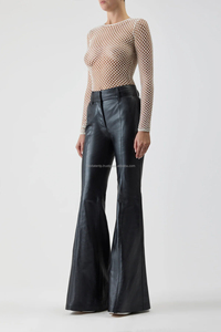 Genuine Cowhide Hair Leather <b>Flared</b> Pants Handmade Cowhide High Waisted Bell Bottom Pants for women Natural Hairs Trouser - Product Image 6