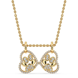 Collar con Colgante de Pata de Diamantes en Oro Amarillo de Lujo para Mujer, Cadena Figaro, Uso Diario, Forma de Animal - Product Image 1