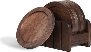 Sous-verres en bois de haute qualité, écologiques, pour les fêtes, nouveau design, forme carrée, avec support, logo personnalisé gravé - Product Image 5