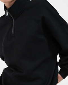 Sudadera de Invierno para Mujer, Negra, con Hombros Caídos, Cierre de Cremallera, Oversize, Cómoda, de Algodón, con Logotipo Personalizado, de la Mejor Calidad, al por Mayor - Product Image 5