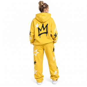 Conjunto Deportivo Oversize para Mujer con Capucha, Sudadera con Capucha de Algodón Estampado y Forro Polar, Pantalones Deportivos Holgados, Ropa Urbana para Mujer, Traje Deportivo de Corte Holgado - Product Image 4