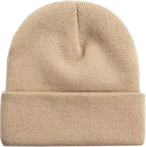<b>Winter</b> Warm Unisex Solid Color Plain Custom Embroidery Logo Acrylic Blank Cuff Knitted Beanies Caps For Men Jacquard <b>Hat</b> - Product Image 1