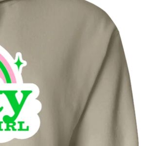 Sudadera con Capucha Gráfica Beige, Suave, de Forro Polar, Manga Larga, Estilo Casual, Moda Urbana, Cálida, para Mujer - Product Image 3