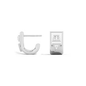 Paire de boucles d'oreilles demi-cercle géométriques en or massif 10K 14K 18K avec diamants de laboratoire sertis en clos, pour femme, vente en gros, personnalisables, pour mariage et soirée - Product Image 3