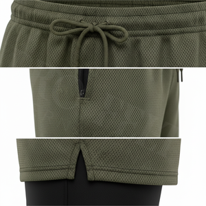 Hot Sale Custom New Style Shorts 2 in 1 Running Fitness Breathable Mesh Workout Sports With Inner Compression <b>Elastic</b> Shorts - Product Image 4