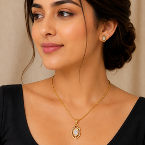 Namivaa Vmg337 Or jaune 18 carats, serti clos, ovale, ornementé, ornementé de pierres de laboratoire, poli miroir, bijoux fins, cadeau, pour occasions spéciales - Product Image 1
