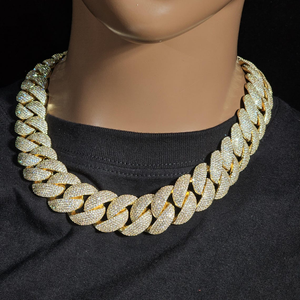 925 Silver Gold Plated Moissanite Cuban Link <b>Chain</b> Necklace <b>Iced</b> <b>Out</b> Bold Jewelry for Unisex Party Wear - Product Image 1