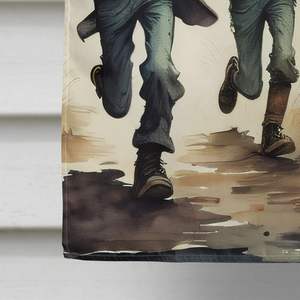 Grand drapeau de maison effrayant d'Halloween Zombies bannière de cour décorative œuvre d'art tenture murale en polyester multicolore pour poteau de manche de porche - Product Image 4