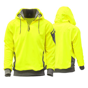 Sudadera con Capucha de Seguridad Reflectante de Alta Visibilidad, Certificada ANSI Clase 1, para Hombre, Invierno, Forro Polar, Ropa de Trabajo, con Cubre Rostro y Logotipo Personalizado - Product Image 2