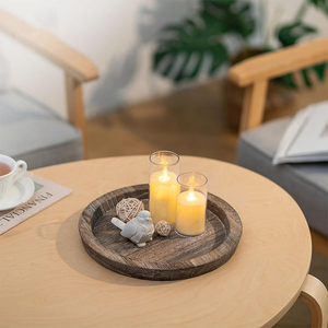 Customised Round Wooden <b>Candle</b> Plate Holder for Christmas Wedding Halloween Home Decor - Product Image 2