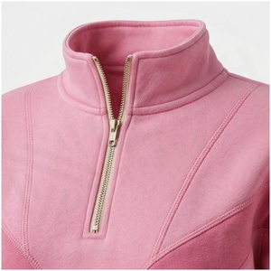 Women <b>Pink</b> Color Blocking Tracksuit Half-Zip <b>Sweatshirt</b> Jogger Pants Set Casual Autumn Wear Full Sleeve Drawstring Closure - Product Image 4