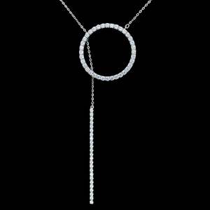 Collier à pendentif cercle géométrique moderne de qualité supérieure, collier cercle en cristal rond, collier de soirée de luxe, collier à chaîne réglable - Product Image 2