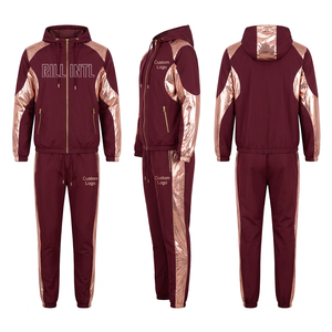 Conjunto Deportivo de 2 Piezas para Hombre, con Capucha y Bloques de Color Morado, Cierre Frontal con Logotipo - Product Image 2