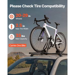 Portabicicletas Vertical para Techo, Capacidad de 33 Libras, Sistema de Bloqueo Seguro, Compatible con la Mayoría de las Barras Transversales Estándar, Portabicicletas de Aluminio para Techo - Product Image 3
