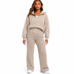 Ensemble de survêtement pour femmes en gros, 2 pièces – Vêtements de détente confortables avec taille élastique, sweat à capuche zippé et pantalon assorti, service OEM/ODM - Product Image 6