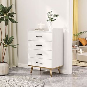 Nouvelle commode blanche moderne avec 4 tiroirs - Product Image 1