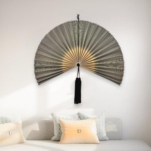 Ventilateur mural en bambou écologique, décoration murale grise nordique pour salon, chambre à coucher, décoration moderne - Product Image 6