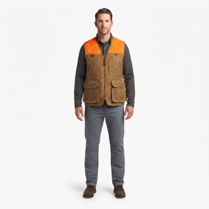 Gilet de chasse haut de gamme pour homme en toile de coton cirée 12 oz, hydrofuge, coupe-vent, respirant, durable, en cuir, pour adultes - Product Image 1