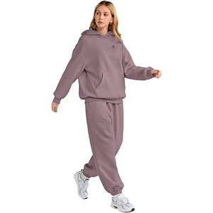 Conjunto de Sudadera con Capucha y Pantalones de Chándal de Algodón para Mujer, Estilo Oversize, Casual, para Invierno, Ajuste Holgado, con Bolsillos Laterales - Product Image 1