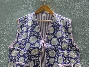 Plus Size <b>Men's</b> Floral Embroidered Quilted <b>Vest</b> V-Neck Cotton Bamboo Fiber Casual Autumn Loose Cotton Bamboo gift for her - Product Image 4
