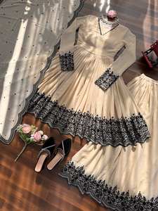 Conjunto de Traje Sharara de Georgette Sintética de Diseño Premium, Sin Arrugas, Elástico, para Bodas, para Mujer, para Todas las Temporadas - Product Image 5