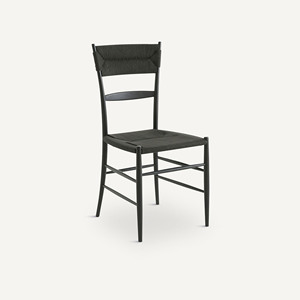 Chaise de banquet Louis en rotin noir avec dossier en cannage pour événements extérieurs, mariages et hôtels - Bravy - Product Image 1