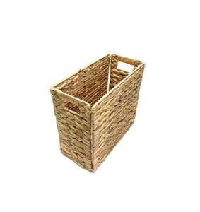 Foldable Handmade Natural Water Hyacinth Woven <b>Storage</b> <b>Basket</b> Rustic <b>Rectangular</b> Organizer, Large Multipurpose Use <b>Basket</b> - Product Image 1