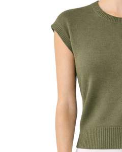 Suéter de Punto sin Mangas Color Verde Oliva Personalizado para Mujer, Cuello Redondo, Ligero, Informal, Chaleco de Verano, Suave, Cómodo y Moderno - Product Image 5