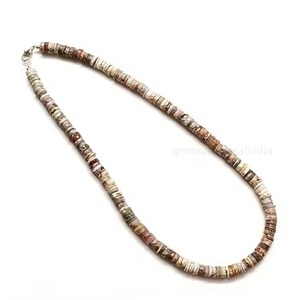 Collier en pierre précieuse de rhodochrosite naturelle facettée, forme Heishi, bijoux faits à la main avec fermoir en argent sterling 925, vente en gros tendance - Product Image 2