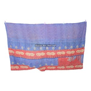 Indian Handmade <b>Quilt</b> Wholesaler, Manufacturer, Retailer Indian Reversible Hand Stitched Heavy <b>Throw</b> Old Sari Blanket Patch Work - Product Image 4