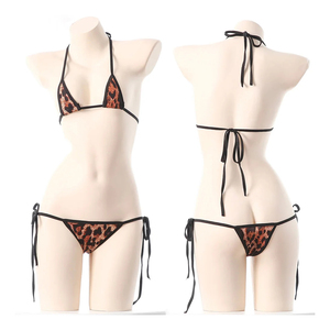 Ensemble de bikini rouge pour femmes, deux pièces, couleur unie, spandex, nylon, maillot de bain, bas string, coupe ajustée, style régulier, micro bikini - Product Image 5
